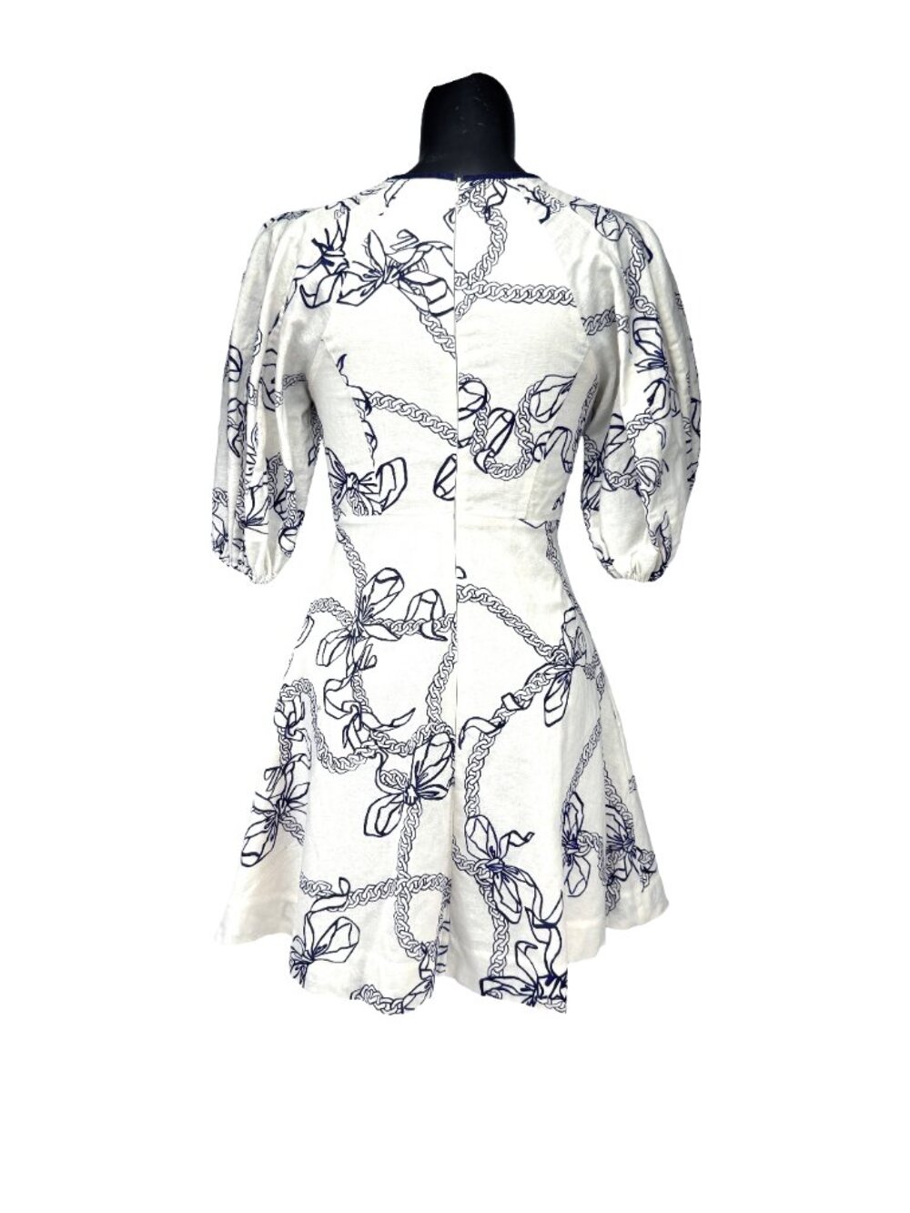 ZIMMERMANN 100% Linen Designer Day Print Puff Sleeve Summer Mini Dress Sz 1 US 6 - Picture 6 of 8